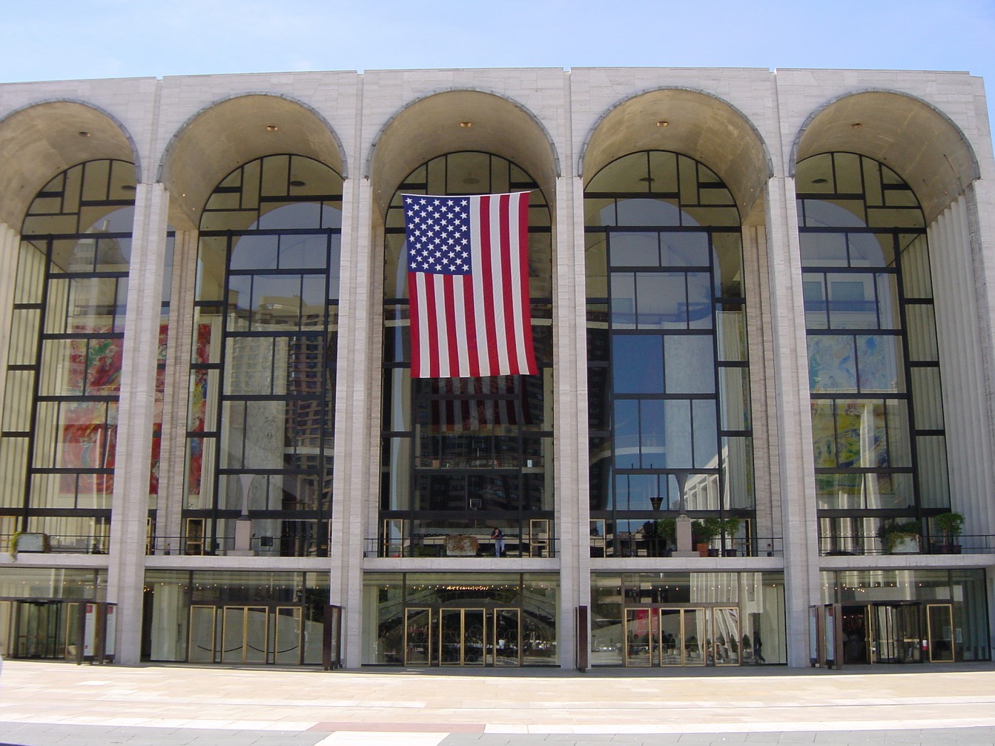 Lincoln Center with American Flag